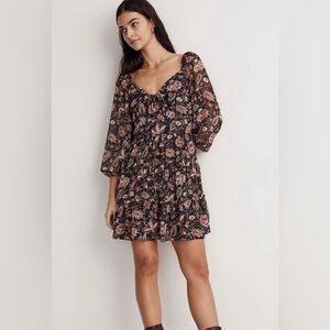 Madewell Amalia Tiered Mini Dress in Pampas Blooms